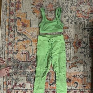 Lime Green Alo Bra + Legging Set